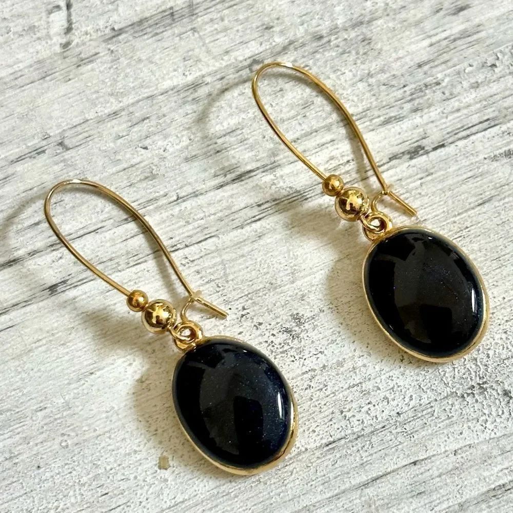 Gold tone blue dropโearrings